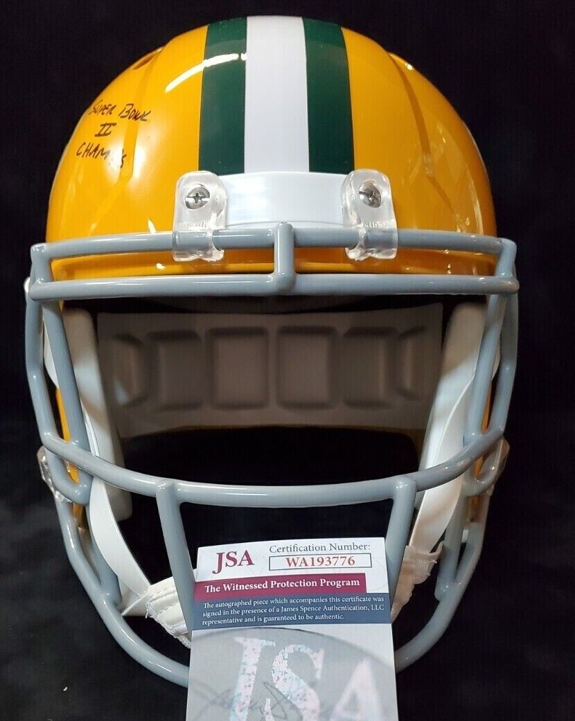 Green Bay Packers Don Horn Signed 4X Insc Full Size Speed Replica Helmet Jsa