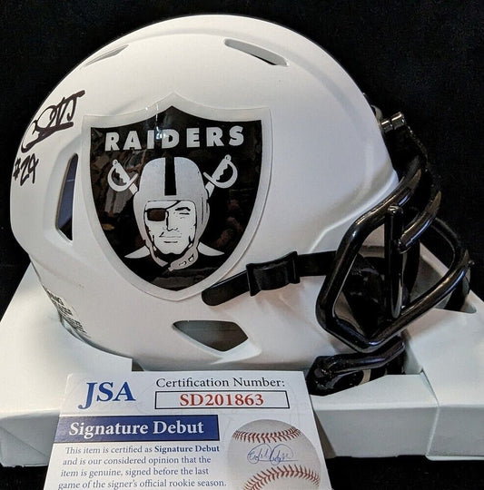 Las Vegas Raiders Chris Smith Autographed Signed Lunar Mini Helmet Jsa Coa Blk