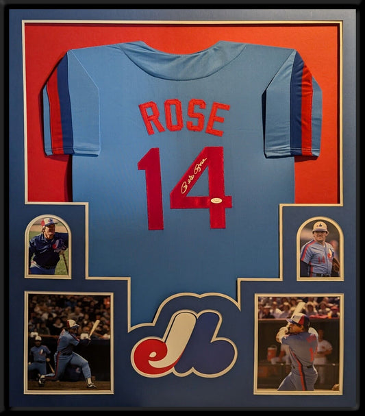 Framed Montreal Expos Pete Rose Autographed Signed Jersey Jsa Coa