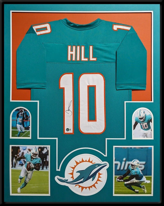 MVP Authentics Framed Miami Dolphins Tyreek Hill Autographed Signed Jersey Beckett Holo 450 sports jersey framing , jersey framing