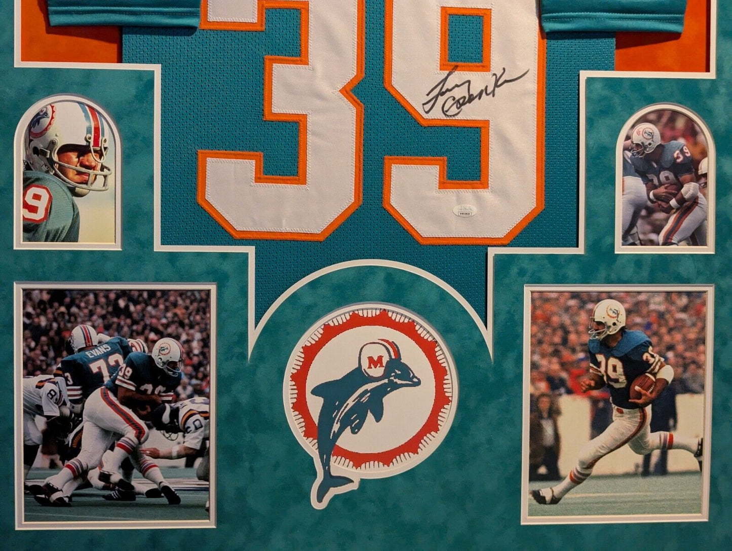 Suede Framed Miami Dolphins Larry Csonka Autographed Signed Jersey Jsa Coa