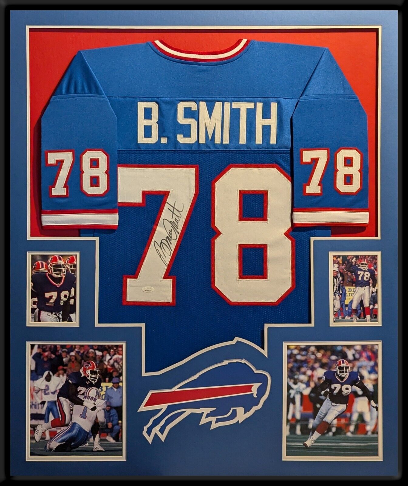 Framed Buffalo Bills Bruce Smith Autographed Signed Jersey Jsa Coa