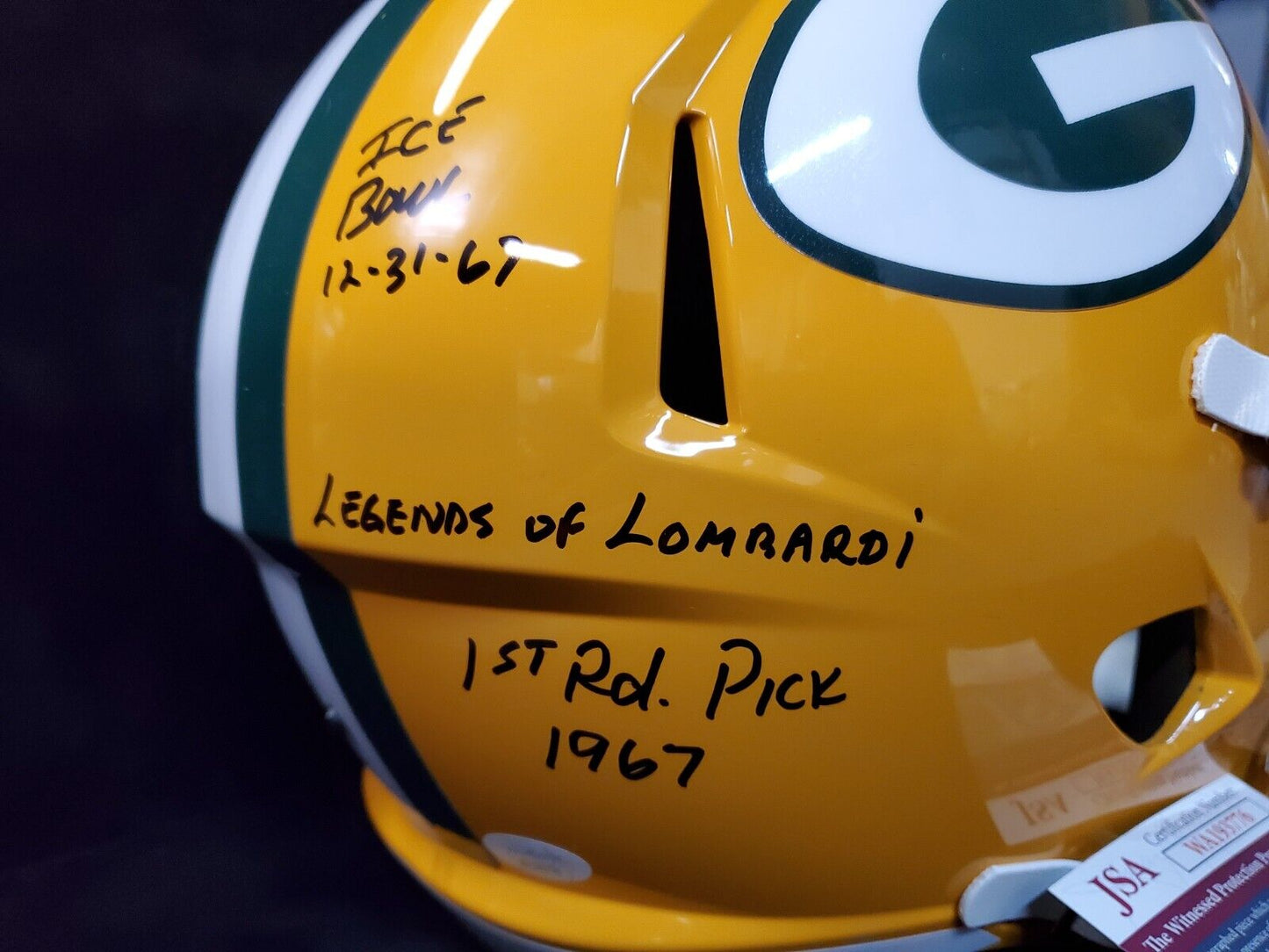 Green Bay Packers Don Horn Signed 4X Insc Full Size Speed Replica Helmet Jsa