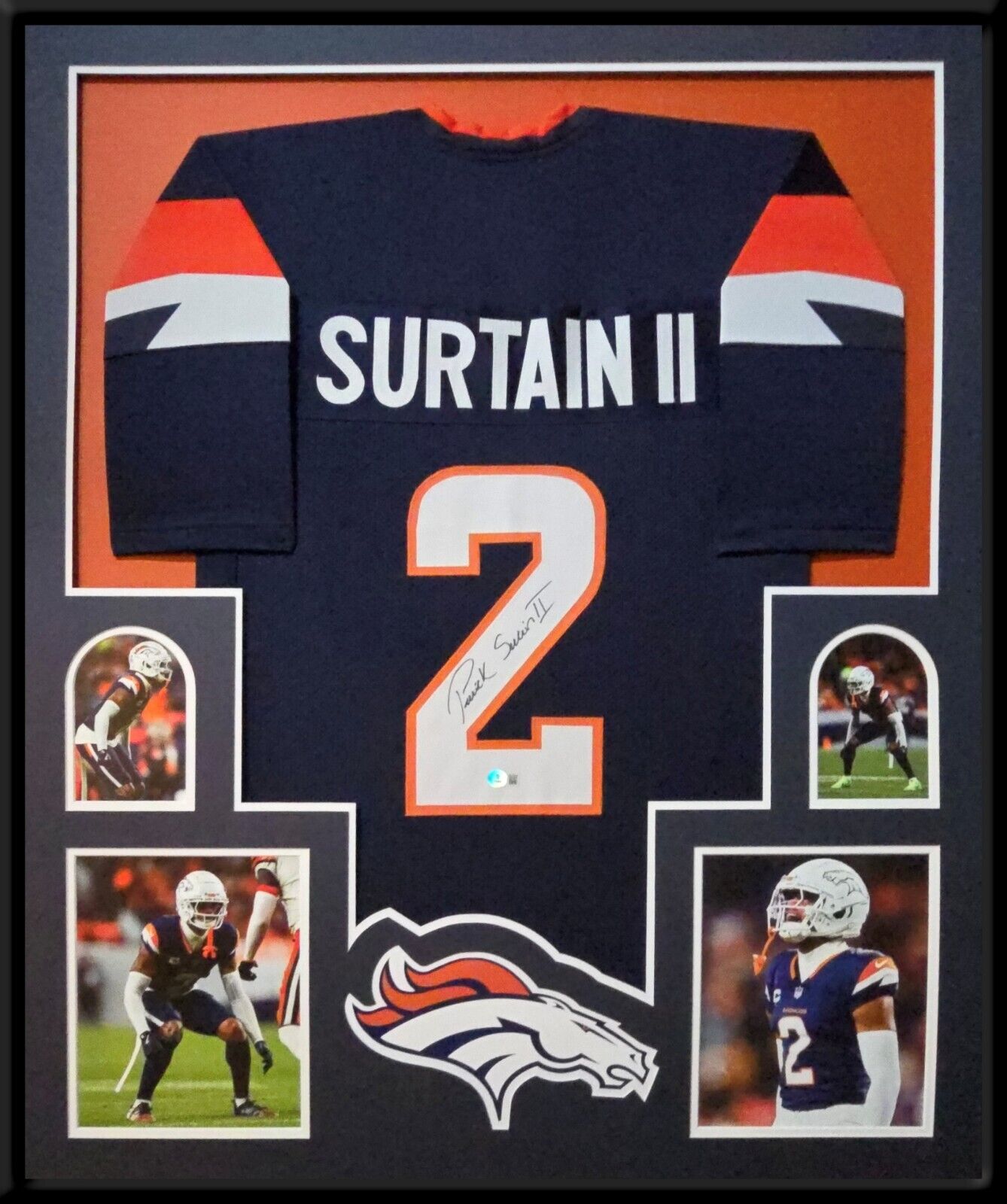 Framed Denver Broncos Pat Surtain Ii Autographed Signed Jersey Beckett Hologram