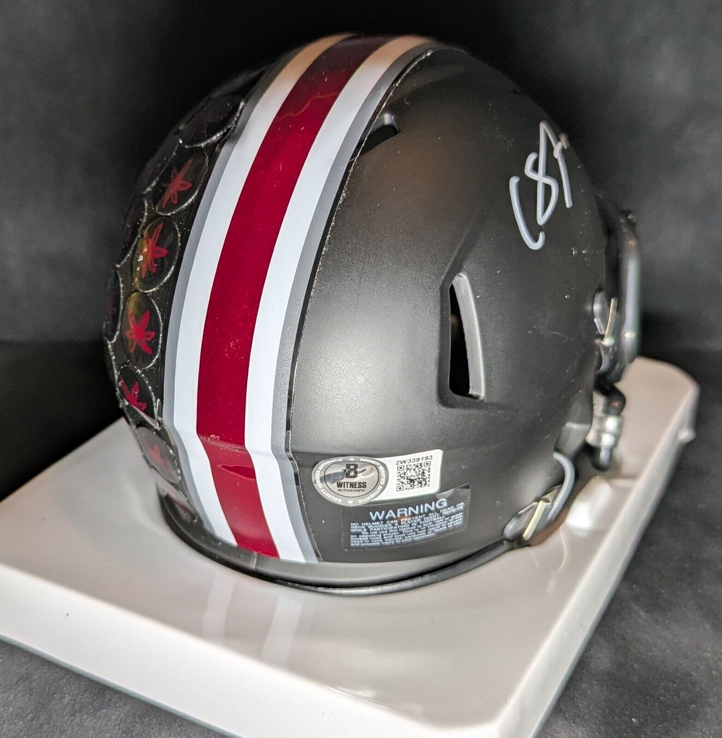 Ohio State Buckeyes Cade Stover Autographed Eclipse Mini Helmet Beckett Holo