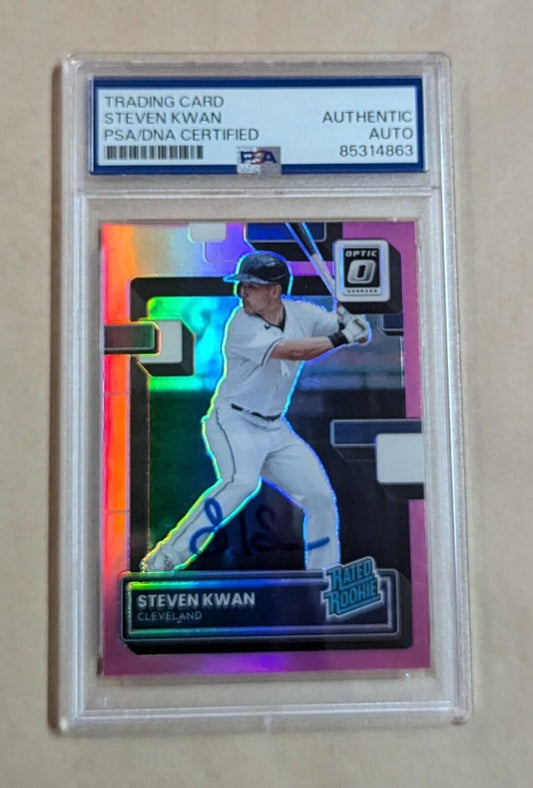 Steven Kwan Panini Donruss Optic Rated Rookie 2022 #158 Hand Signed Psa Slabbed