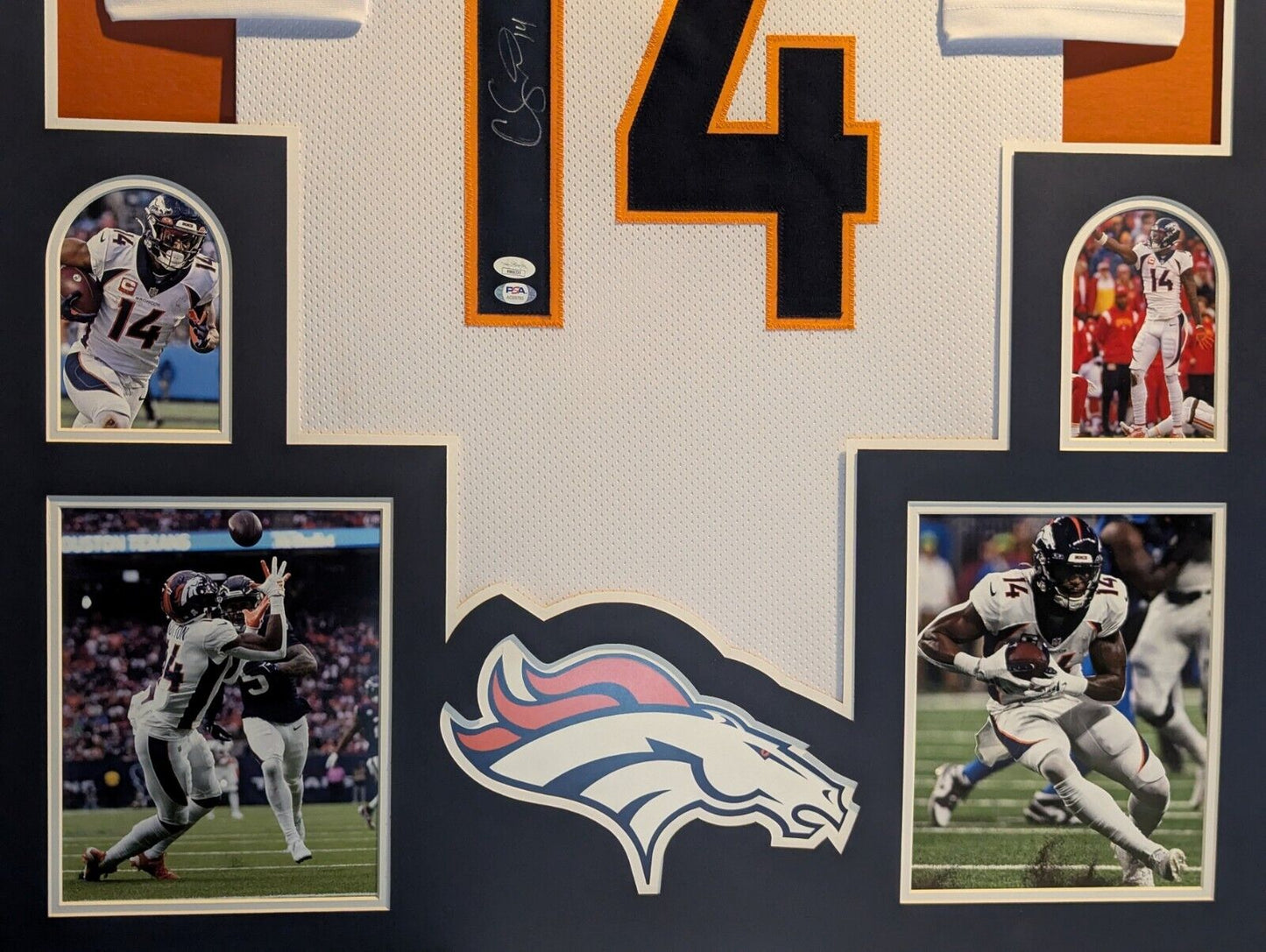 Framed Denver Broncos Courtland Sutton Autographed Signed Jersey Jsa Coa