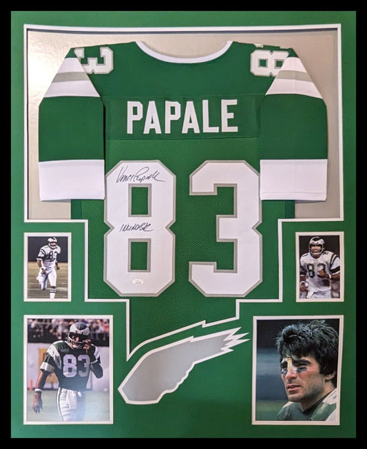 MVP Authentics Framed Philadelphia Eagles Vince Papale Autographed Inscribed Jersey Jsa Coa 450 sports jersey framing , jersey framing