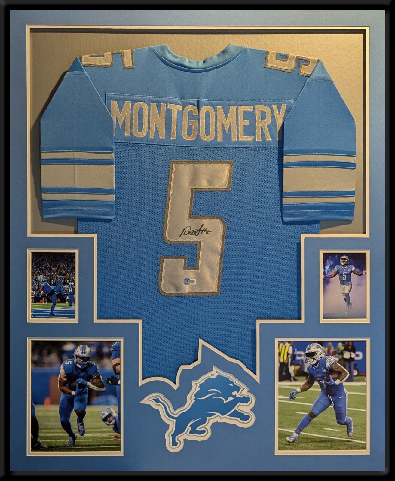 Framed Detroit Lions David Montgomery Autographed Signed Jersey Beckett Hologram