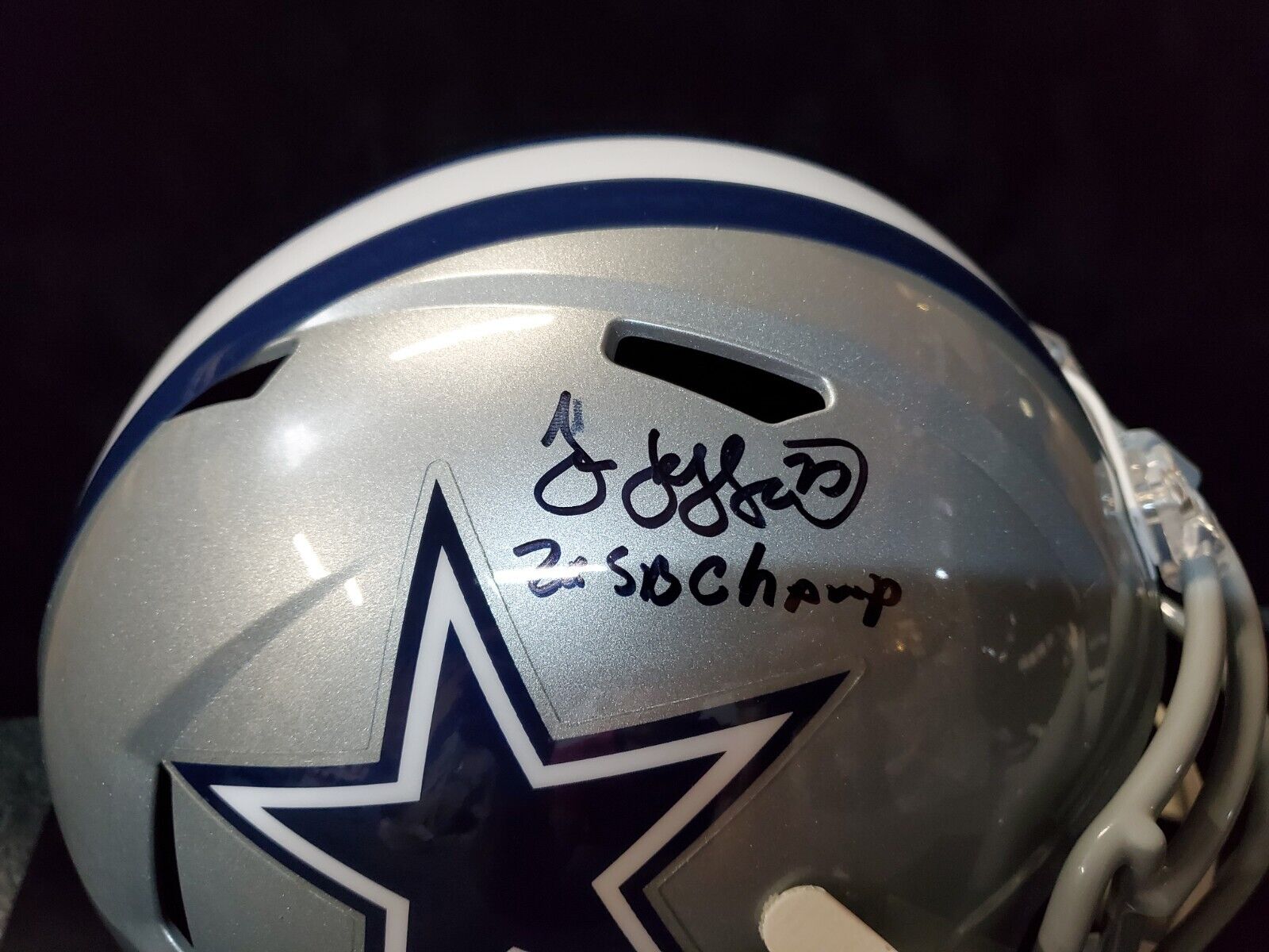 MVP Authentics Dallas Cowboys Jim Jeffcoat Signed Insc Full Size Speed Replica Helmet Jsa Coa 270 sports jersey framing , jersey framing