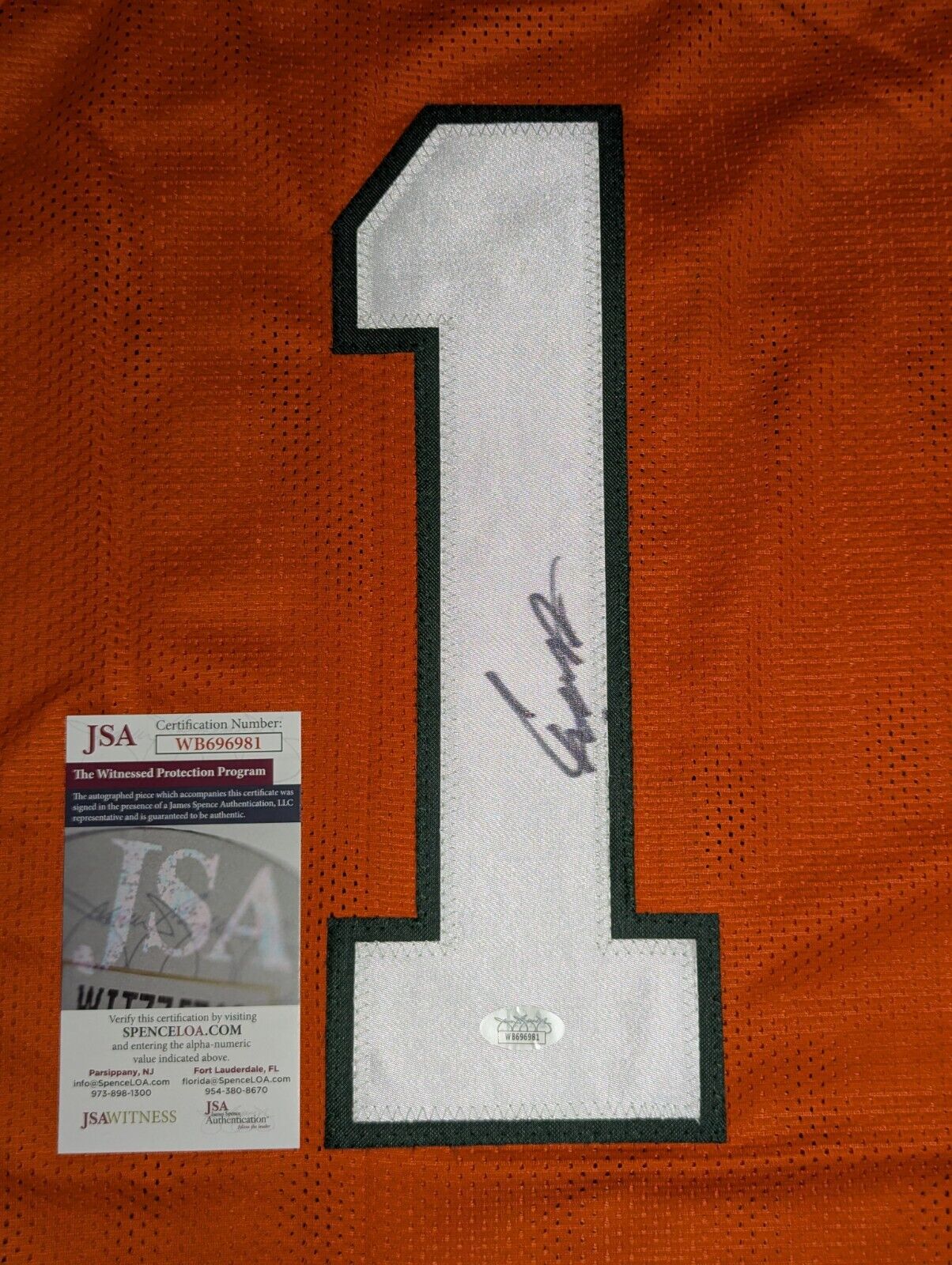 Miami Hurricanes Cam Ward Autographed Signed Jersey Jsa Coa