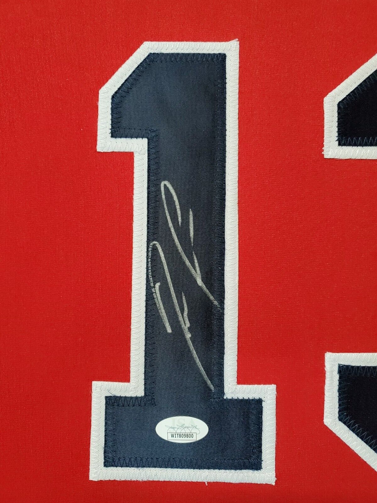 Ronald Acuna Jr. Authentic Signed Red Pro Style Framed Jersey JSA Witnessed