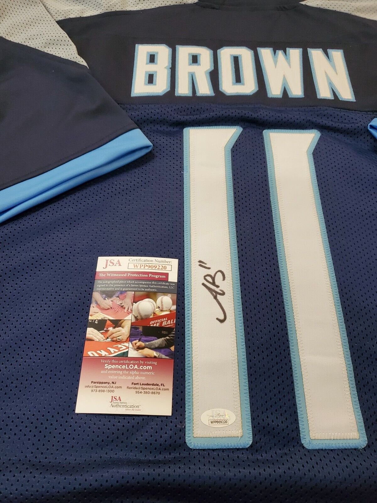 MVP Authentics Tennessee Titans Aj Brown Autographed Signed Jersey Jsa  Coa 80.10 sports jersey framing , jersey framing