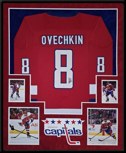 Framed Suede Alex Ovechkin Washington Capitals Autographed Signed Jersey Jsa Coa