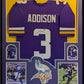 Framed Minnesota Vikings Jordan Addison Autographed Signed Jersey Beckett Holo