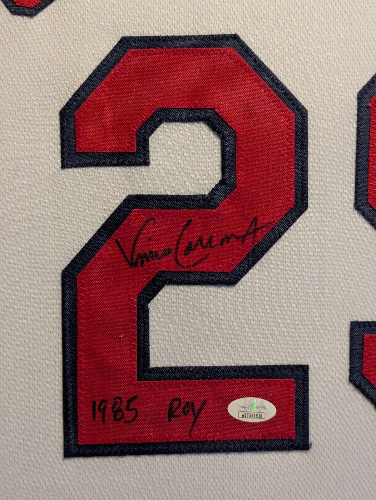 Framed St Louis Cardinals Vince Coleman Autographed Inscribed Jersey Jsa Coa