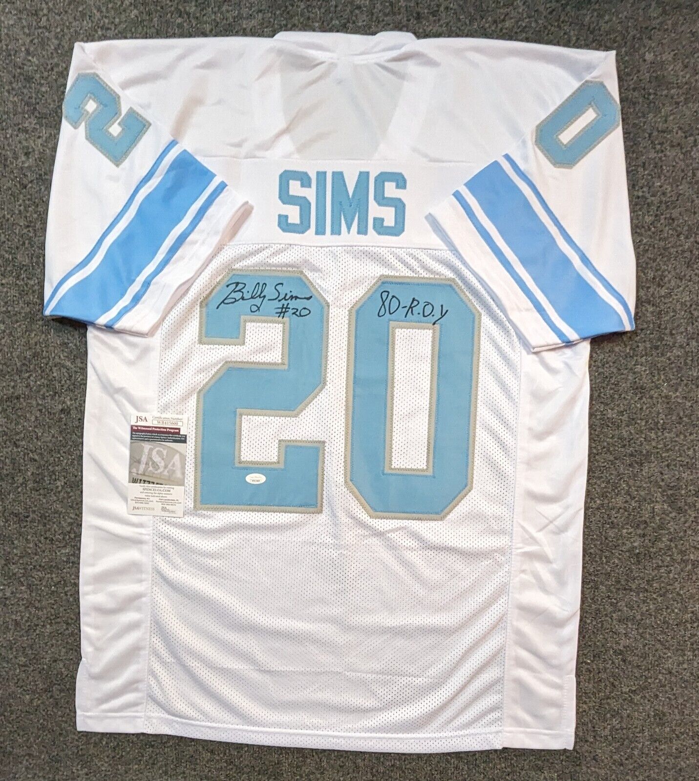 Detroit Lions Billy Sims Autographed Signed Inscribed Jersey Jsa Coa