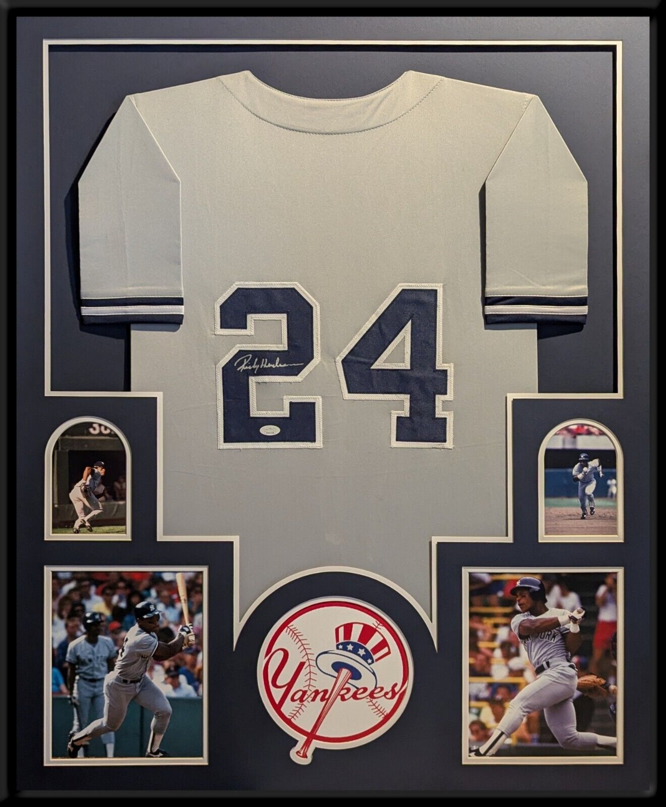 Framed New York Yankees Rickey Henderson Autographed Signed Jersey Jsa Coa