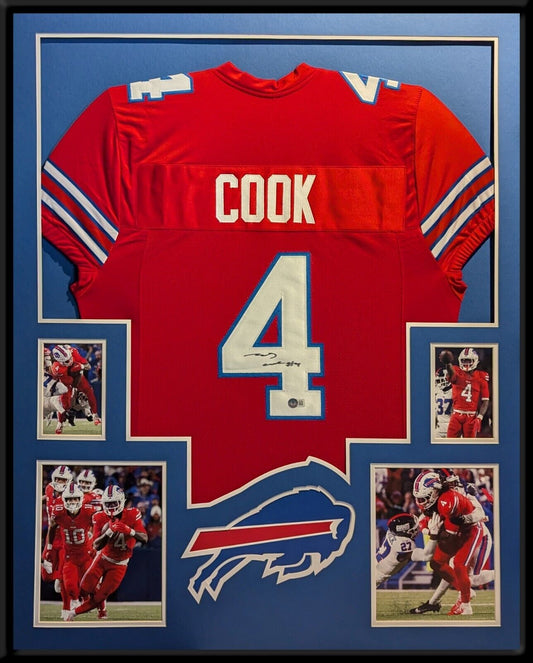 Framed Buffalo Bills James Cook Autographed Signed Jersey Beckett Holo