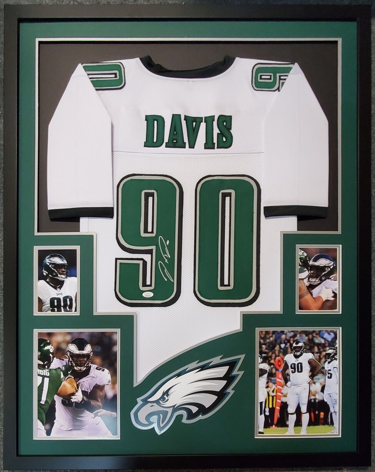 MVP Authentics Framed Philadelphia Eagles Jordan Davis Autographed Signed Jersey Jsa Coa 450 sports jersey framing , jersey framing