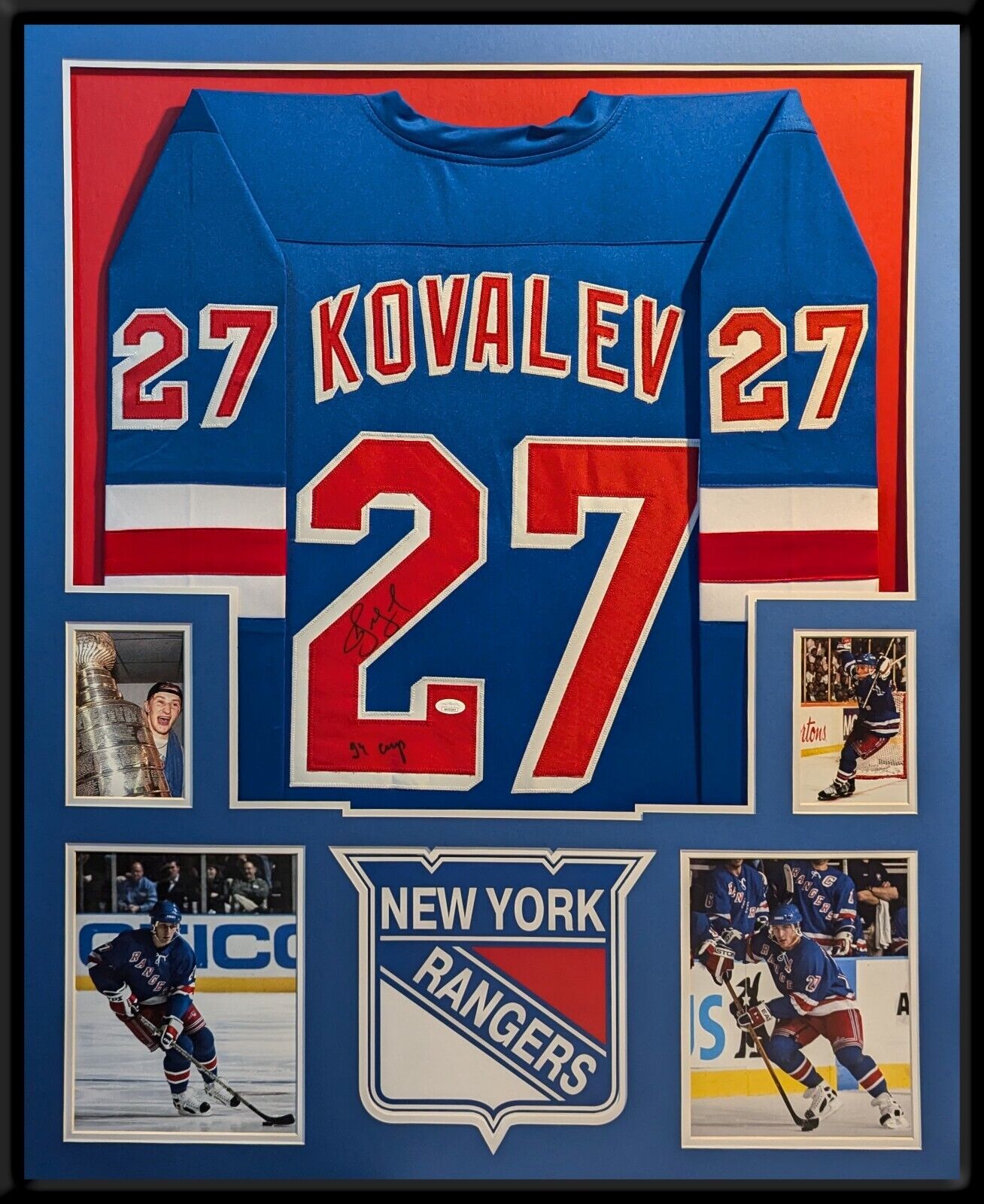 Framed N.Y. Rangers Alexei Kovalev Autographed Signed Inscribed Jersey Jsa Coa