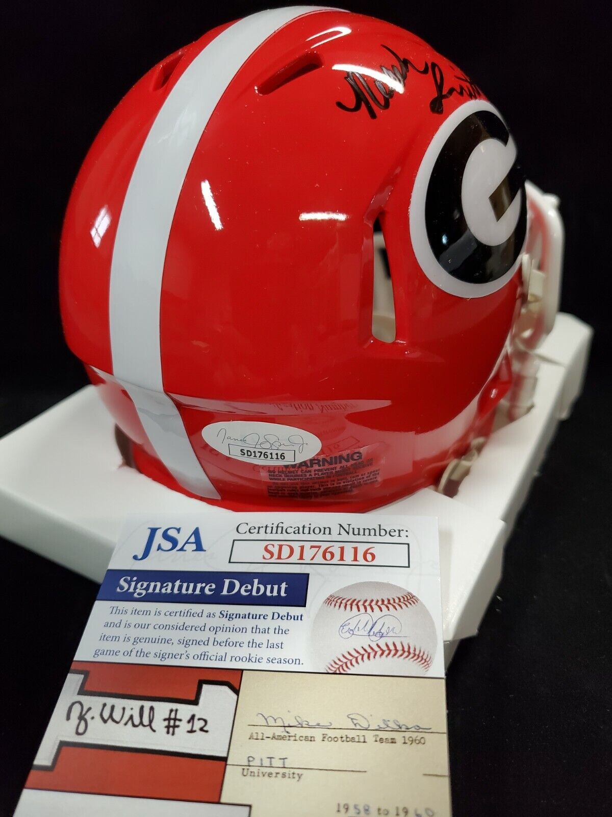 MVP Authentics Georgia Bulldogs Nolan Smith Jr Autographed Signed Mini Helmet Jsa Coa 90 sports jersey framing , jersey framing