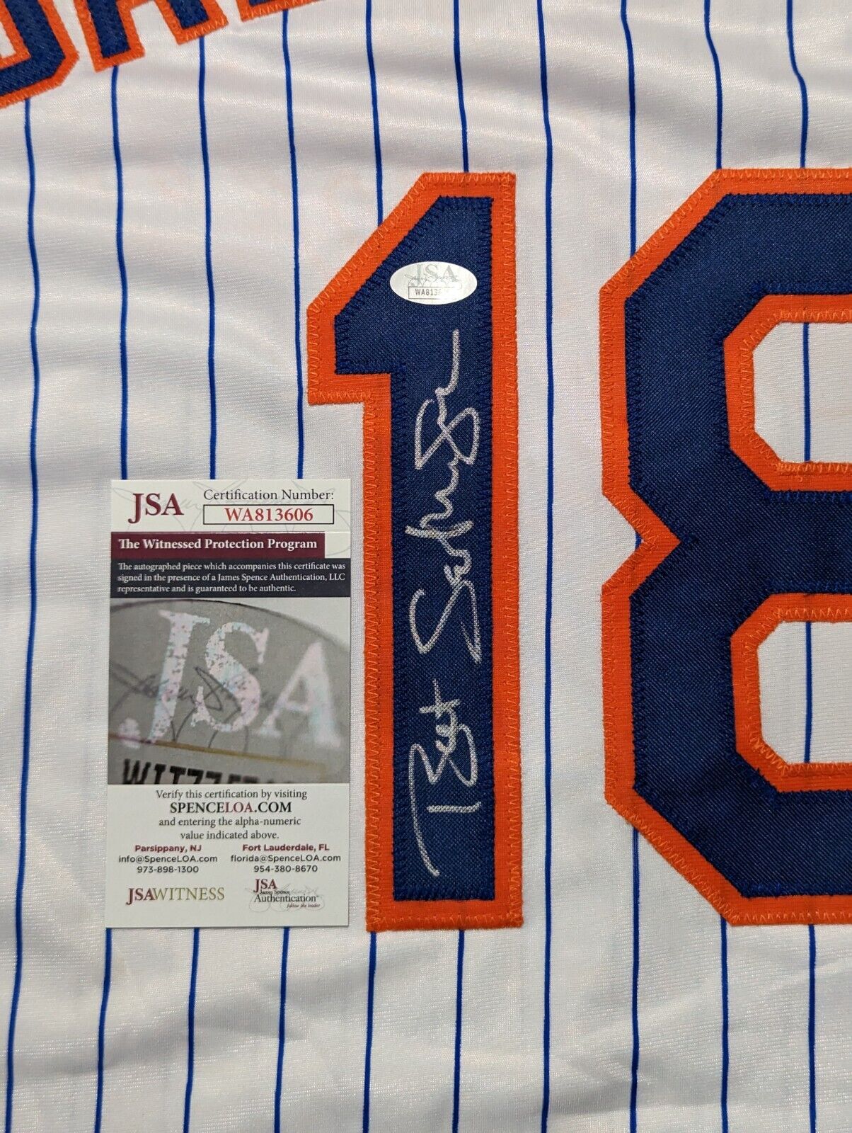 New York Mets Bret Saberhagen Autographed Signed Custom Jersey Jsa Coa