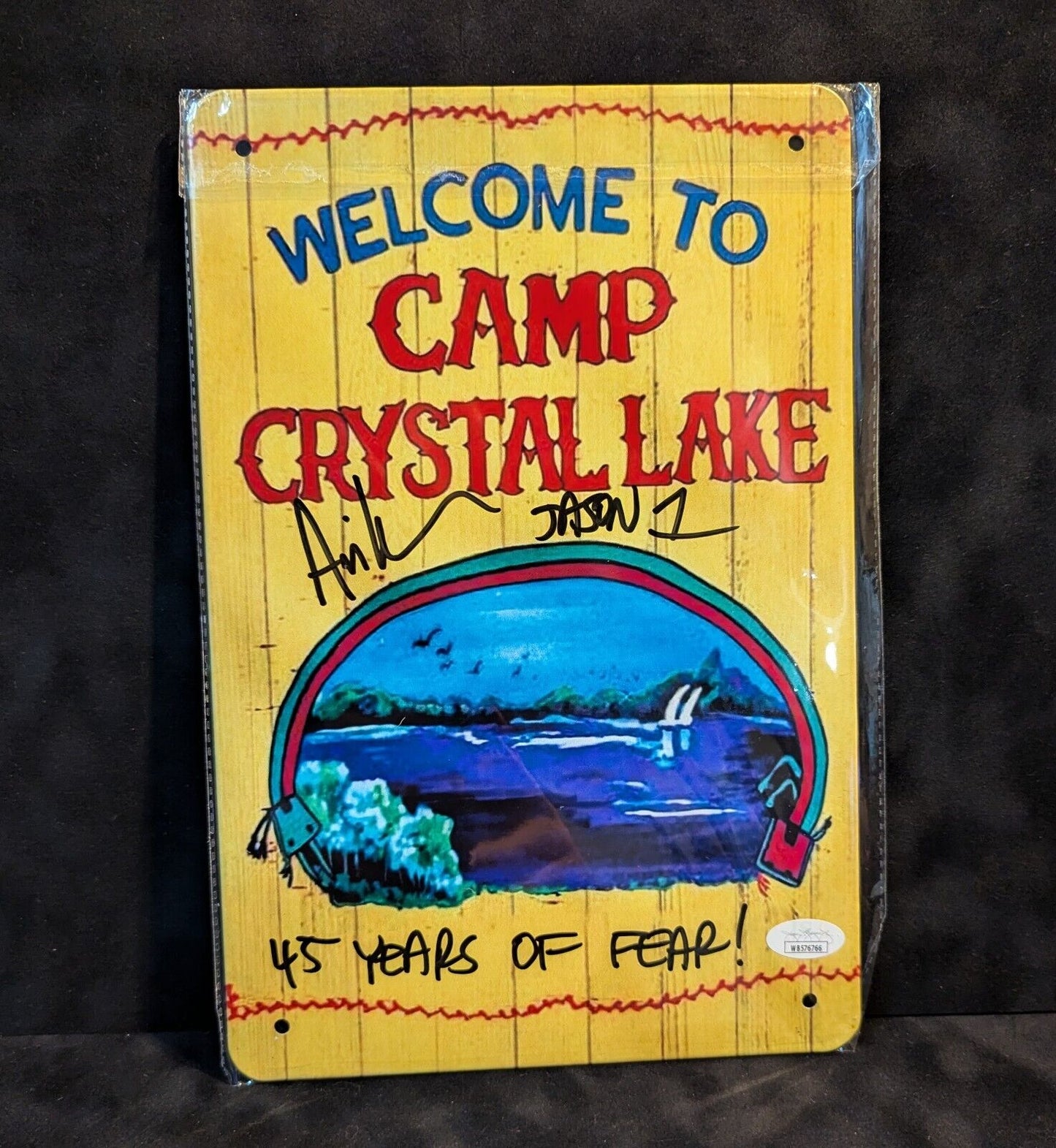 Ari Lehman Signed Inscribed Jason Voorhees Friday The 13Th Metal Sign Jsa Coa