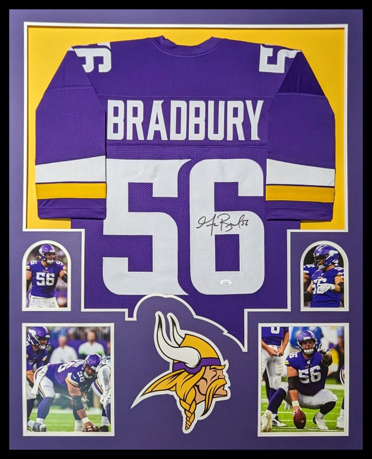 MVP Authentics Framed Minnesota Vikings Garrett Bradbury Autographed Signed Jersey Jsa Coa 450 sports jersey framing , jersey framing