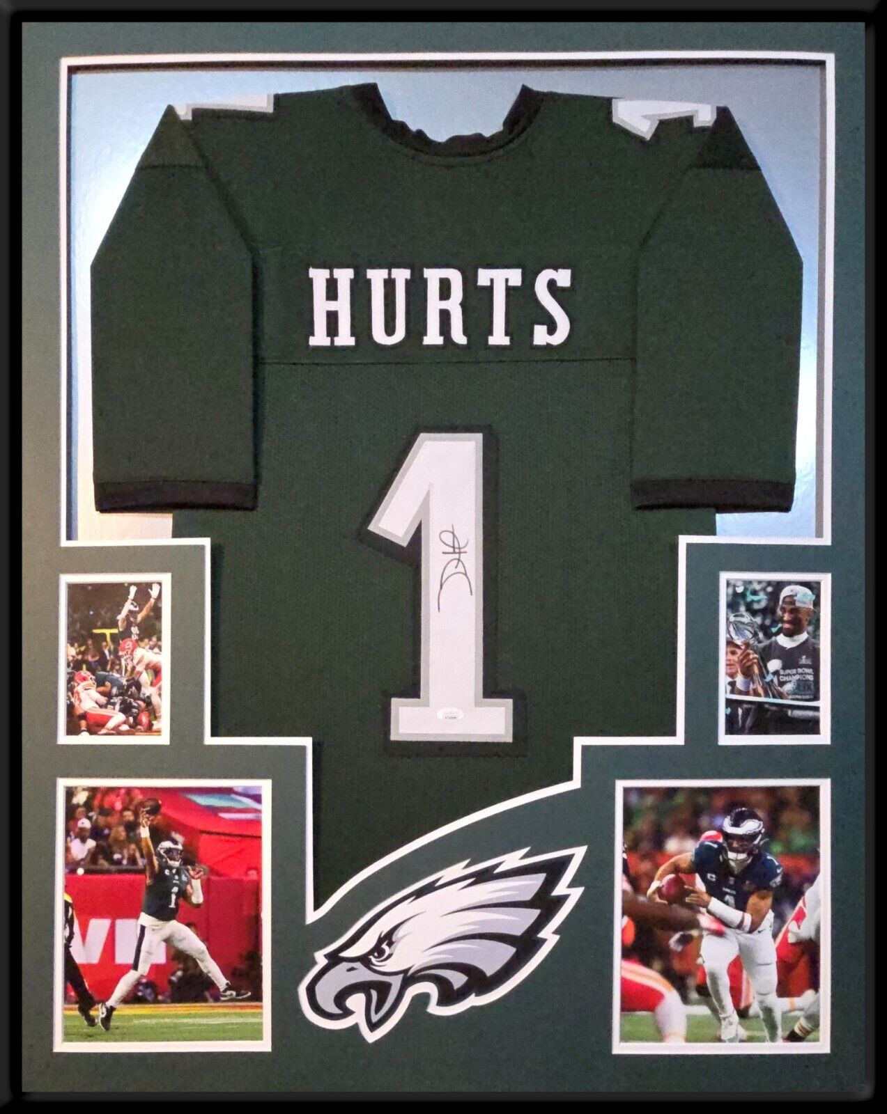 Framed Philadelphia Eagles Jalen Hurts Autographed Signed #1 Jersey Jsa Coa