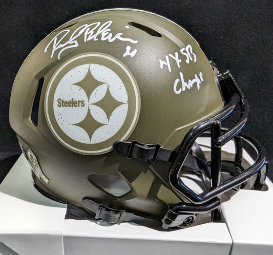 Pittsburgh Steelers Rocky Bleier Signed Inscribed Salute Mini Helmet Bas Holo