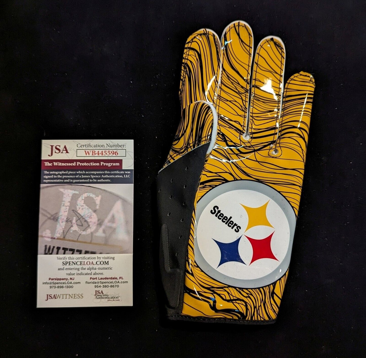 Pittsburgh Steelers Joey Porter Jr & Sr Signed Pair Of Gloves Jsa Coa