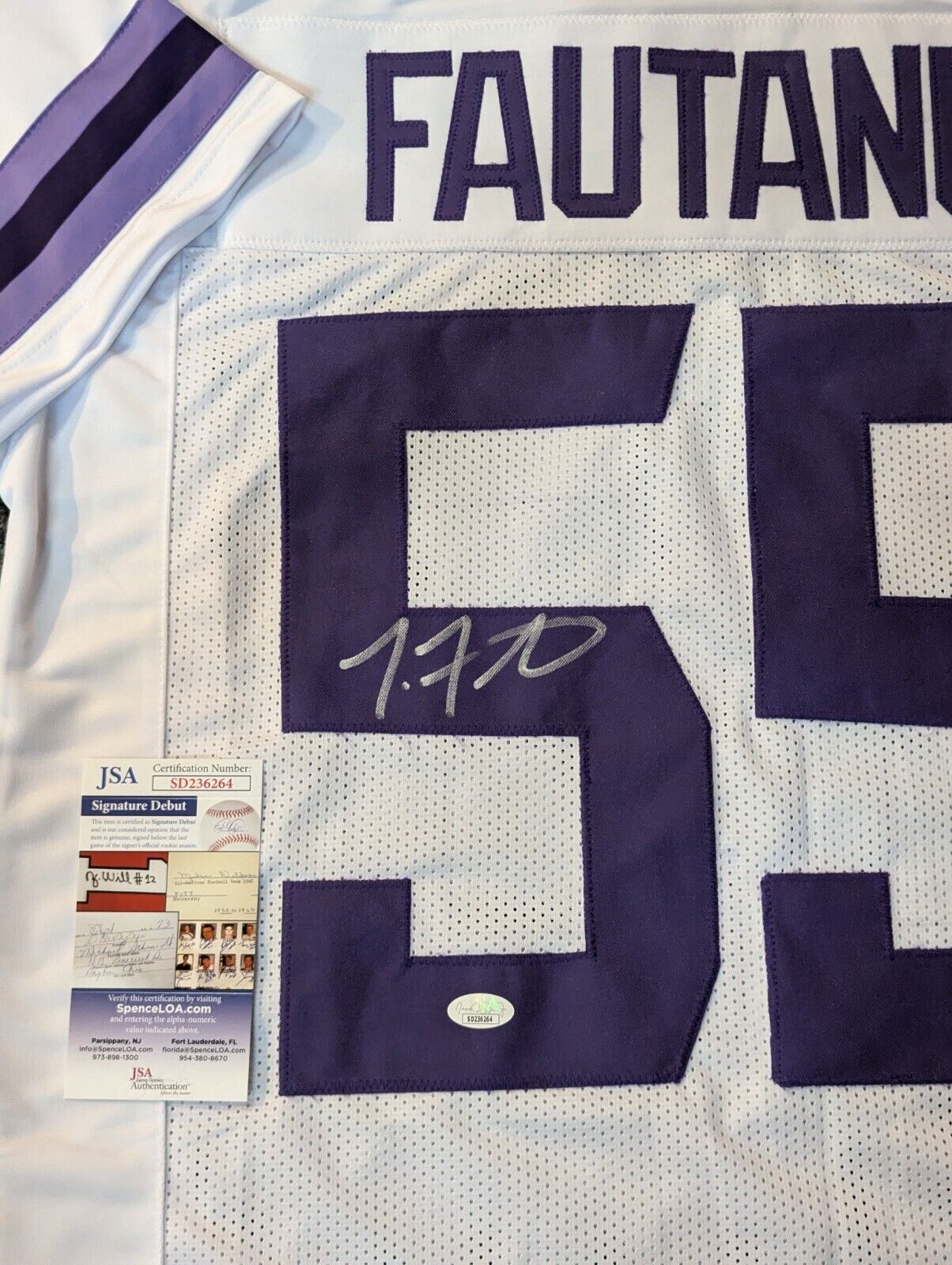 Washington Huskies Troy Fautanu Autographed Signed Jersey Jsa Coa