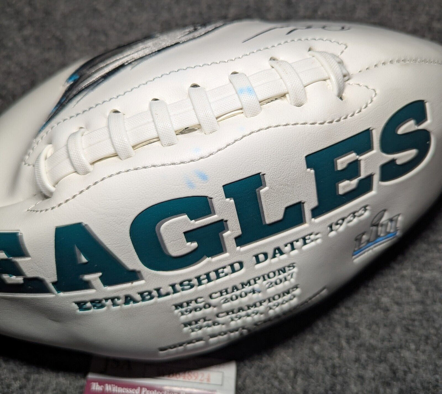 Philadelphia Eagles Quinyon Mitchell Autographed Signed Logo Football Jsa Coa