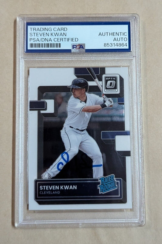 Steven Kwan Panini Donruss Optic Rated Rookie 2022 #158 Hand Signed Psa Slabbed