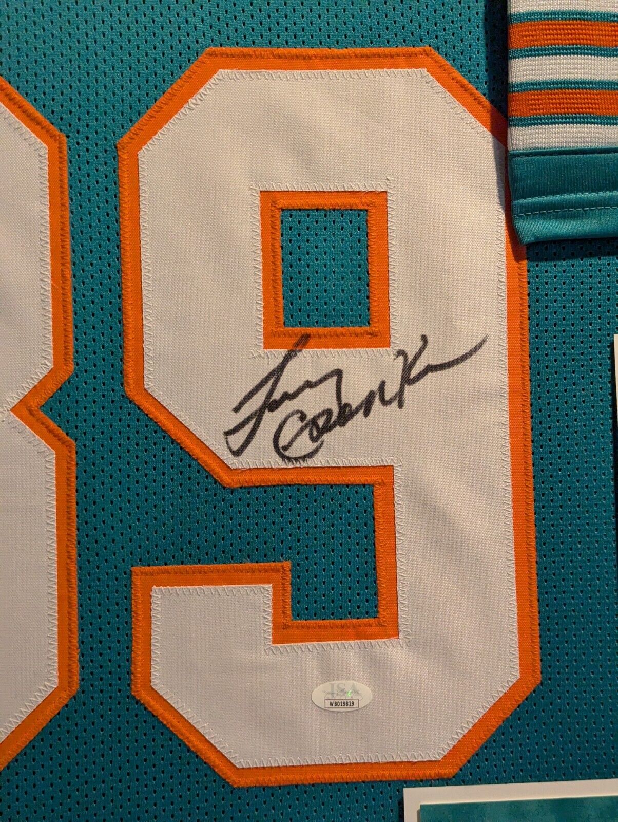 Suede Framed Miami Dolphins Larry Csonka Autographed Signed Jersey Jsa Coa