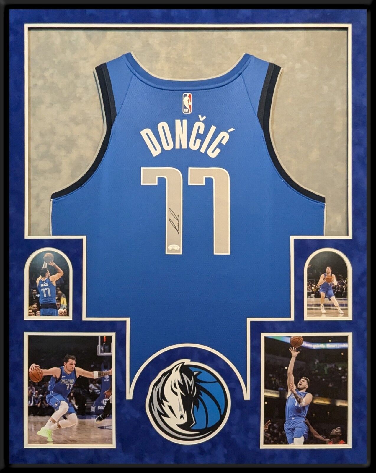 Framed In Suede Dallas Mavericks Luka Dončić Autographed Jersey Jsa Coa