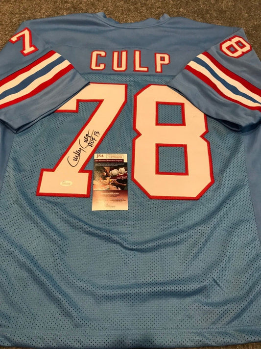 MVP Authentics Houston Oilers Curley Culp Autographed Signed Inscribed Jersey Jsa  Coa 99 sports jersey framing , jersey framing