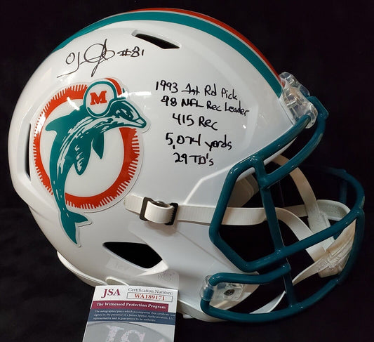 MVP Authentics Miami Dolphins Oj Mcduffie Signed 5X Insc Full Size Speed Replica Helmet Jsa Coa 270 sports jersey framing , jersey framing