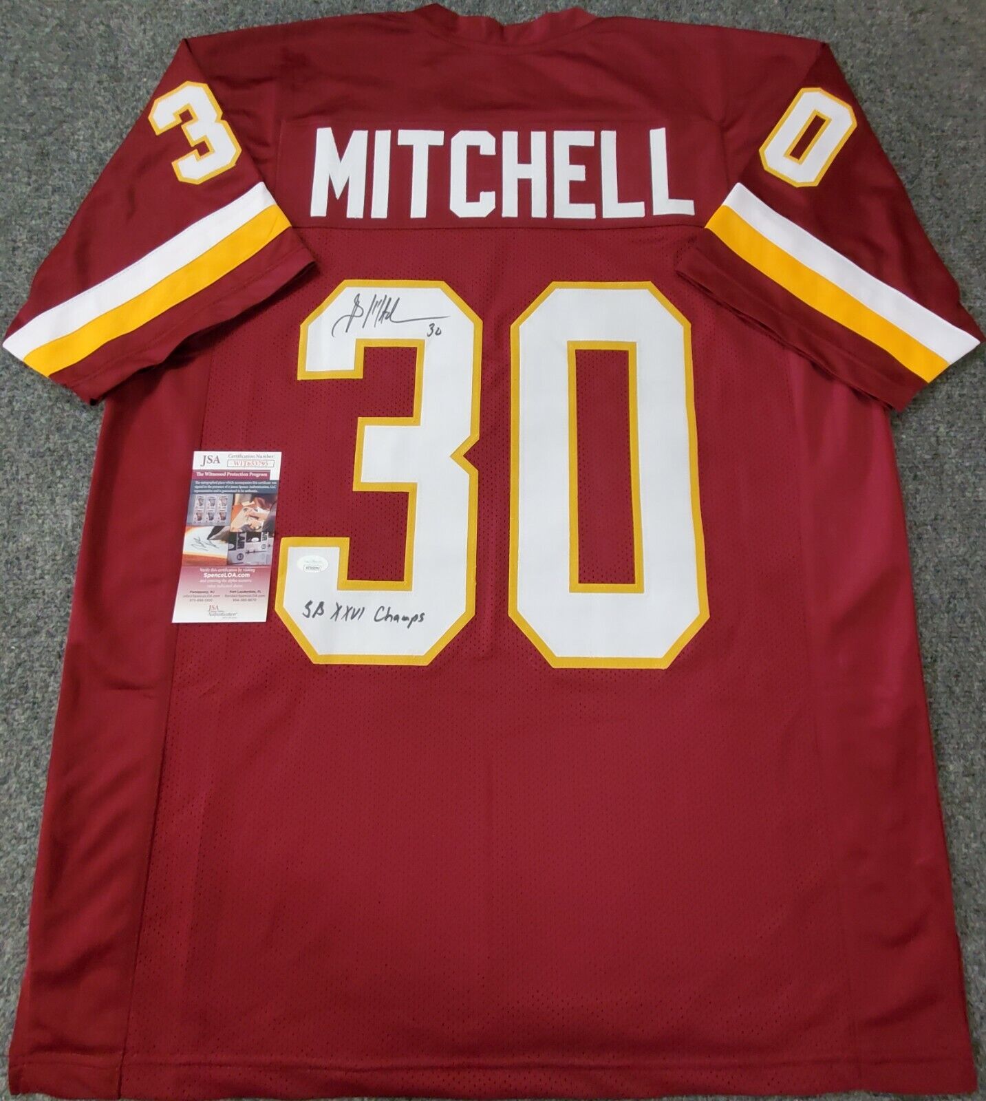 Washington Football Brian Mitchell Autographed Inscribed Jersey Jsa Coa