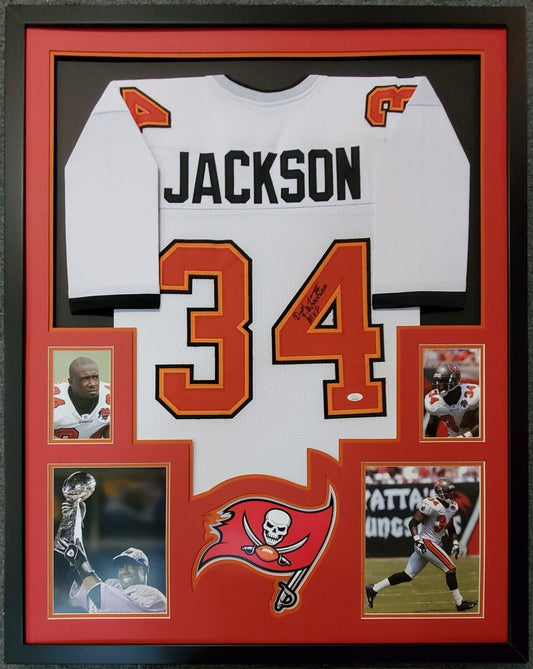 MVP Authentics Framed Tampa Buccaneers Dexter Jackson Signed Inscribed Jersey Jsa Coa 360 sports jersey framing , jersey framing