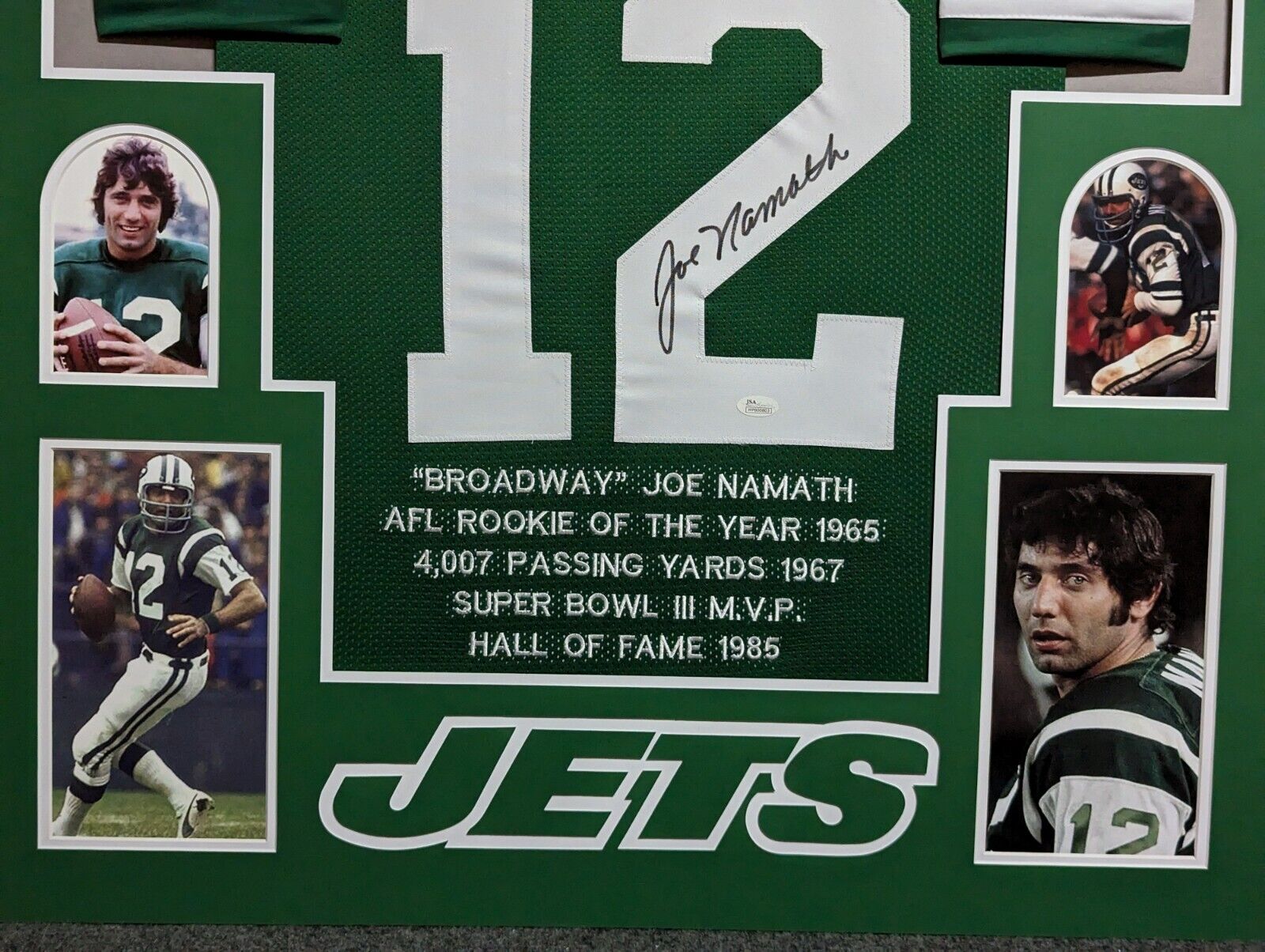 Joe namath best sale autographed jersey