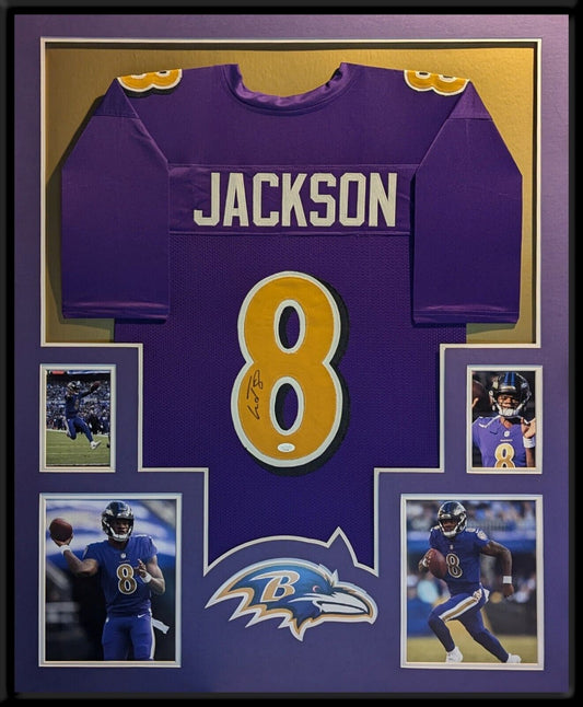 Framed Baltimore Ravens Lamar Jackson Autographed Signed Jersey Jsa Coa