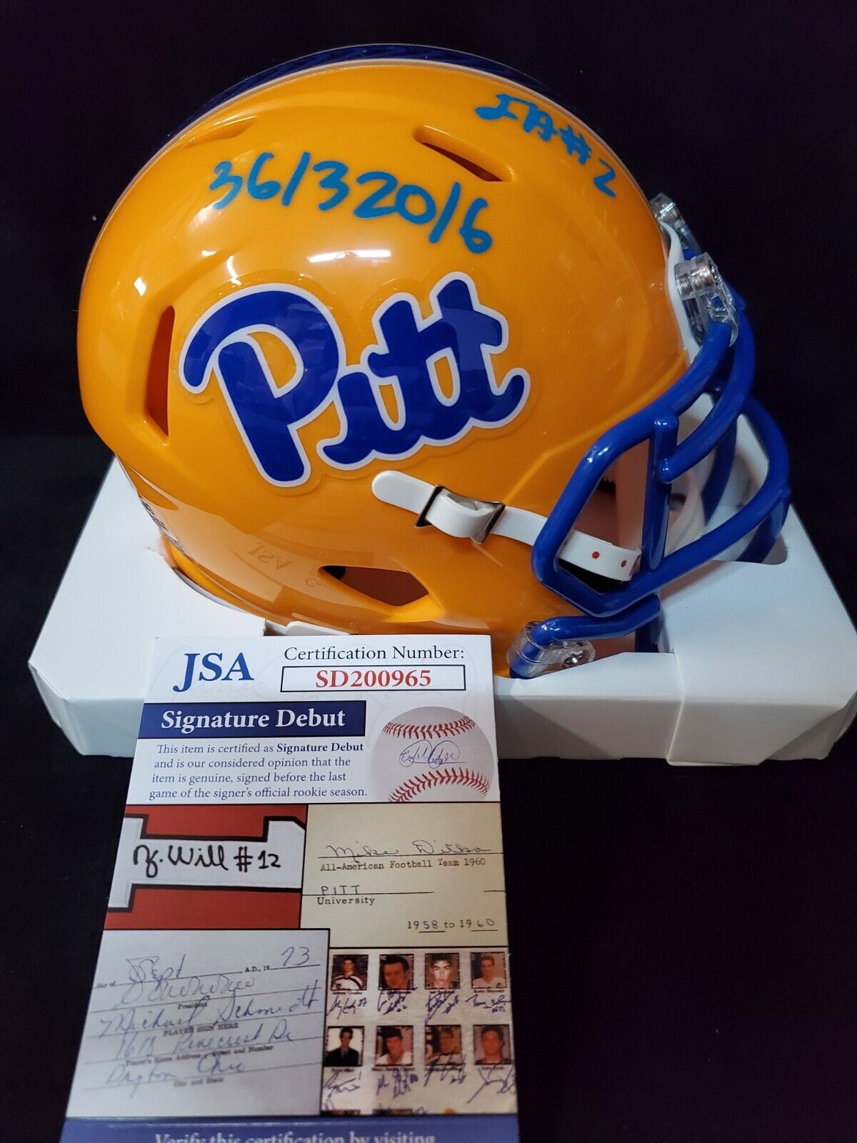 Pitt Panthers Israel Izzy Abanikanda Signed Inscribed Speed Mini Helmet Jsa Coa