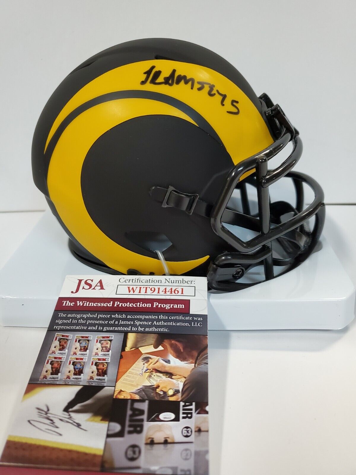 Los Angeles Rams Jalen Ramsey Autographed Eclipse Mini Helmet Jsa Coa