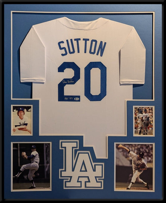 Framed Don Sutton Autographed Signed La Dodgers Jersey Beckett Coa