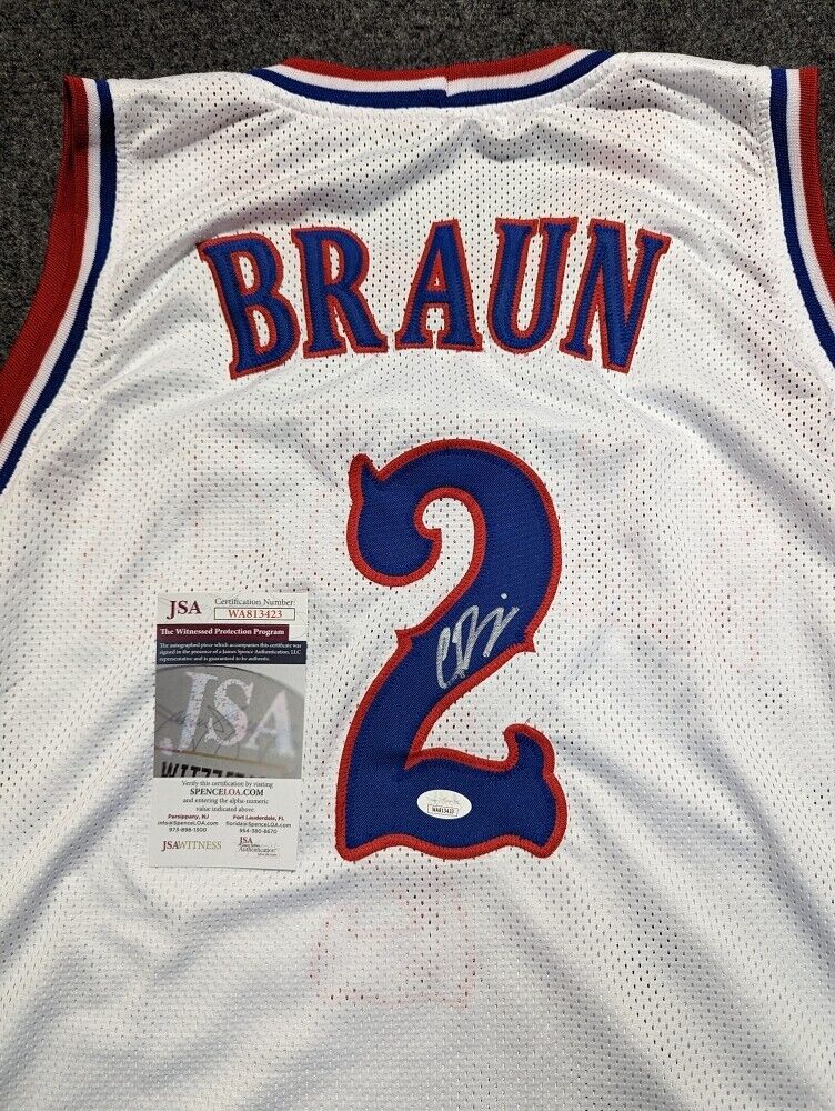 Kansas Jayhawks Christian Braun Autographed Signed Custom Jersey Jsa Coa