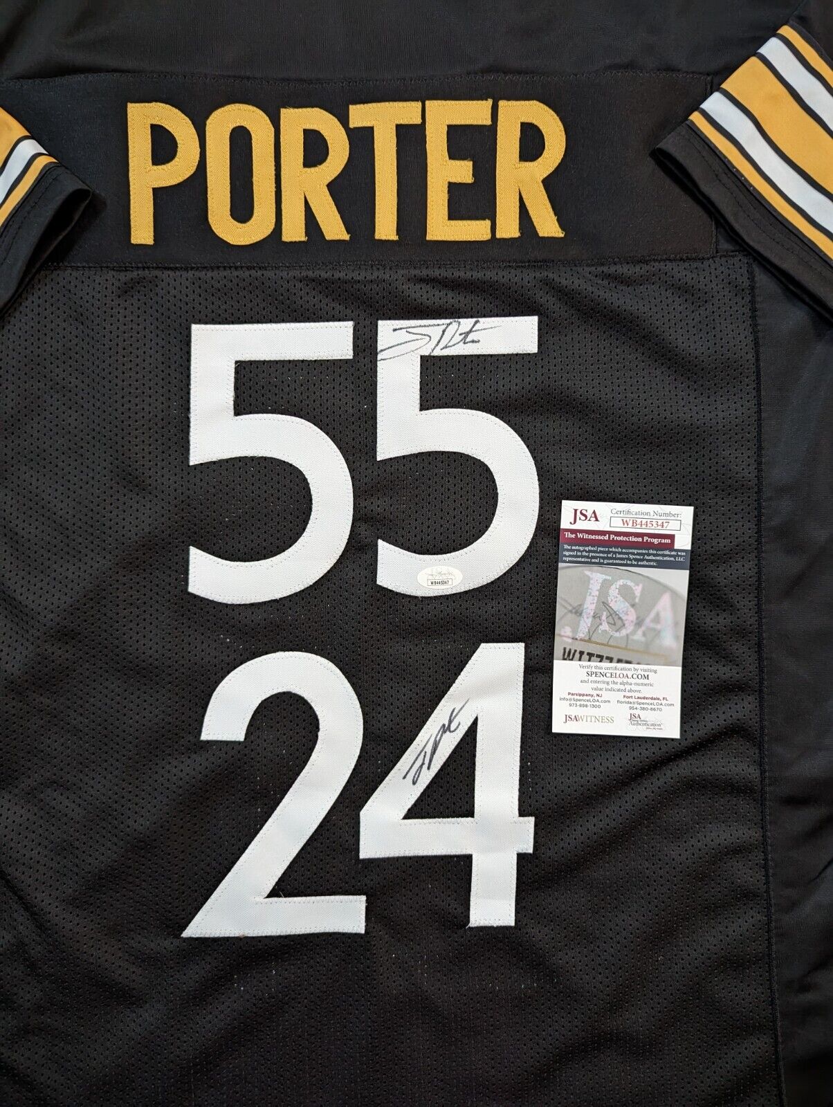 Pittsburgh Steelers Joey Porter Jr & Sr Dual Autographed Signed Jersey Jsa Coa