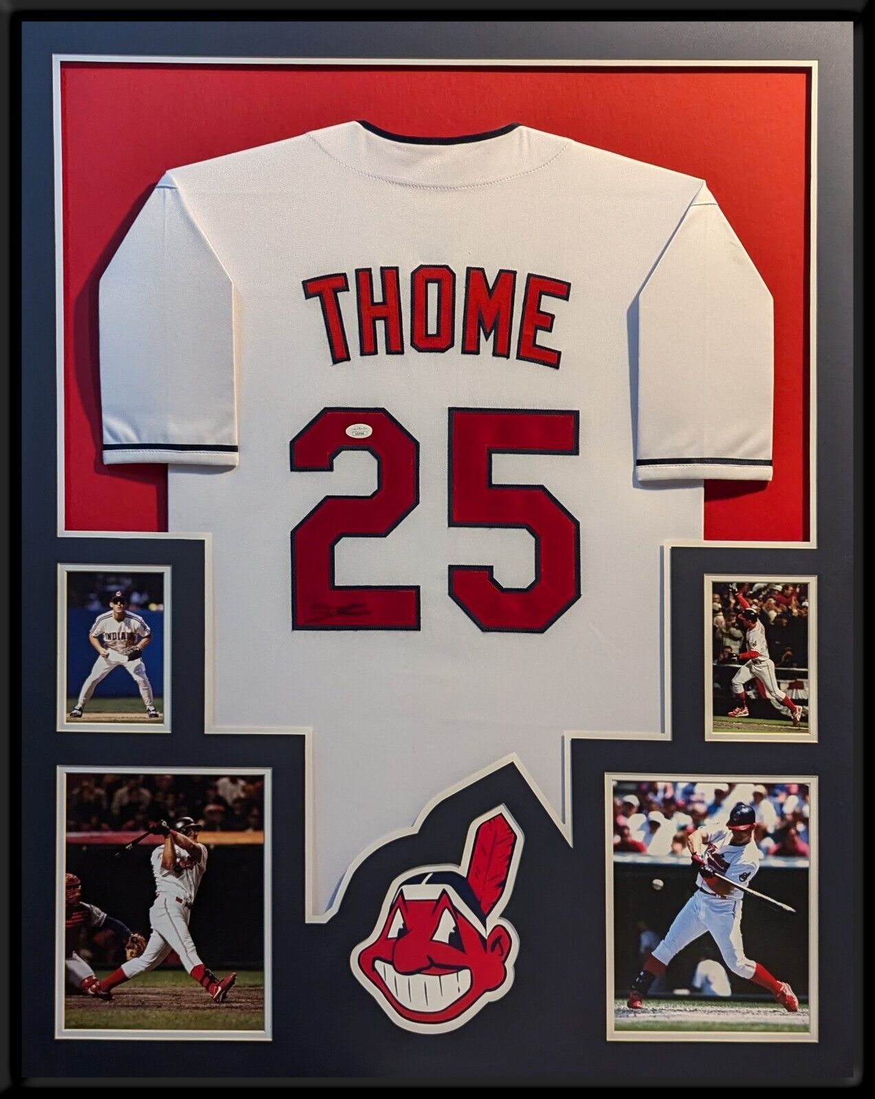 Framed Cleveland Indians Jim Thome Autographed Signed Jersey Jsa Coa