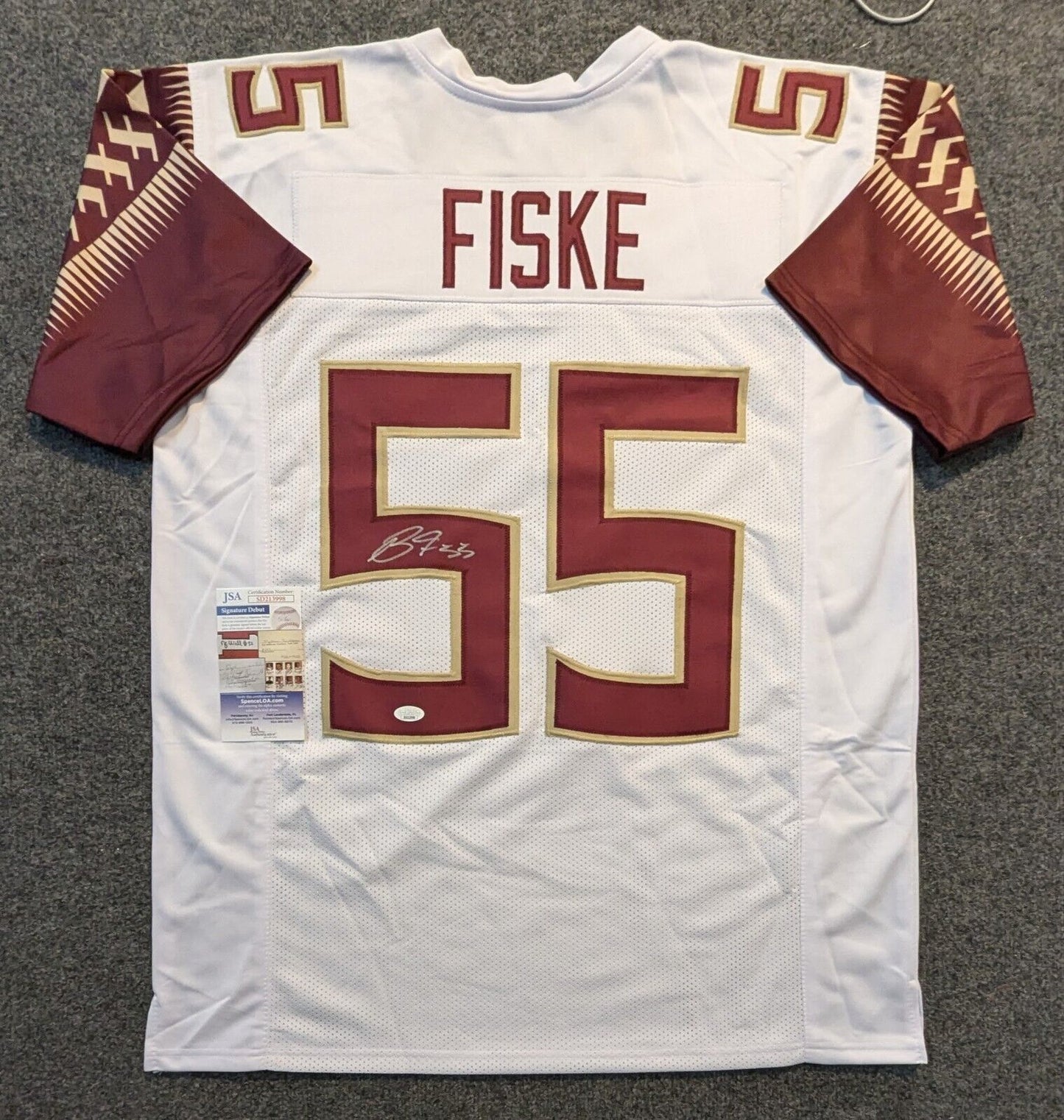 Florida State Seminoles Braden Fiske Autographed Signed Jersey Jsa Coa